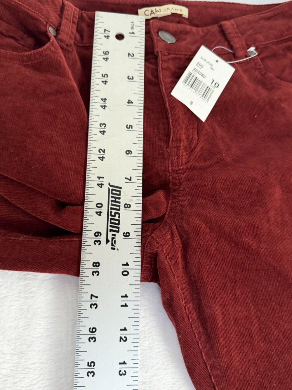 Cabi Corduroy Pants Womens Size 10 Burgundy Red Slim Jean Casual Stretch NWT - Picture 7 of 10